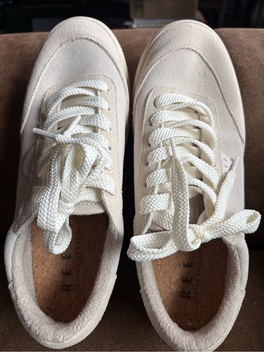 Reef Women's Off-White Suede Lace-Up Sneakers